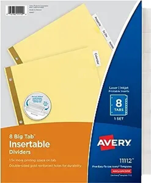 Avery® Big Tab Insertable Divider 5 Tab